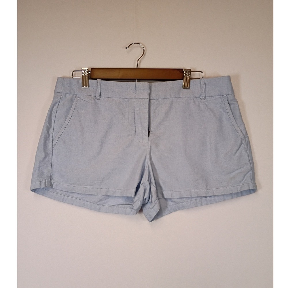 Preppy J.Crew Womens‎ 10 Light Blue Cotton Oxford Chino Shorts A4505